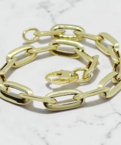 Pulsera Mujer Oro 18k Cadena Forzada 7mm Elegante con Cierre Mosquetón - Imagen 4