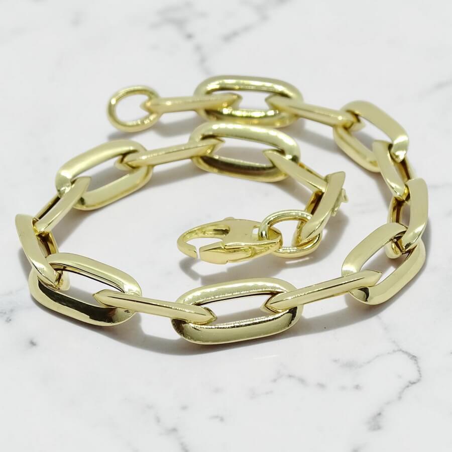 Pulsera Mujer Oro 18k Cadena Forzada 7mm Elegante con Cierre Mosquetón - Imagen 4