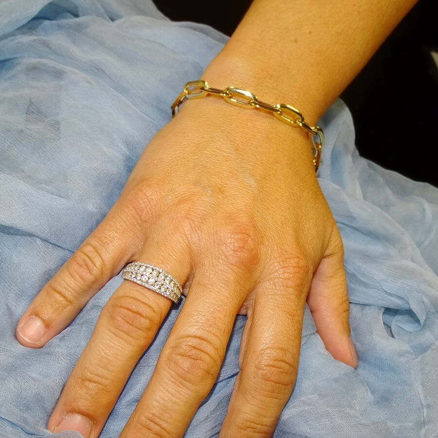 Pulsera Mujer Oro 18k Cadena Forzada 7mm Elegante con Cierre Mosquetón - Imagen 2