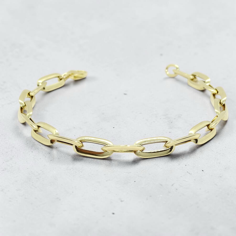 Pulsera Mujer Oro 18k Cadena Forzada 7mm Elegante con Cierre Mosquetón - Imagen 6