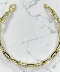 Pulsera Mujer Oro 18k Cadena Forzada 7mm Elegante con Cierre Mosquetón