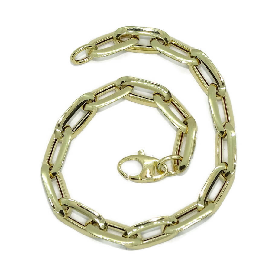 Pulsera Mujer Oro 18k Cadena Forzada 7mm Elegante con Cierre Mosquetón - Imagen 9