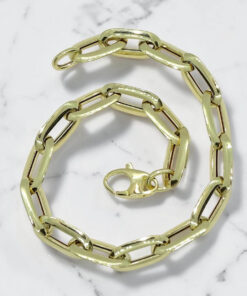 Pulsera Mujer Oro 18k Cadena Forzada 7mm Elegante con Cierre Mosquetón - Imagen 5
