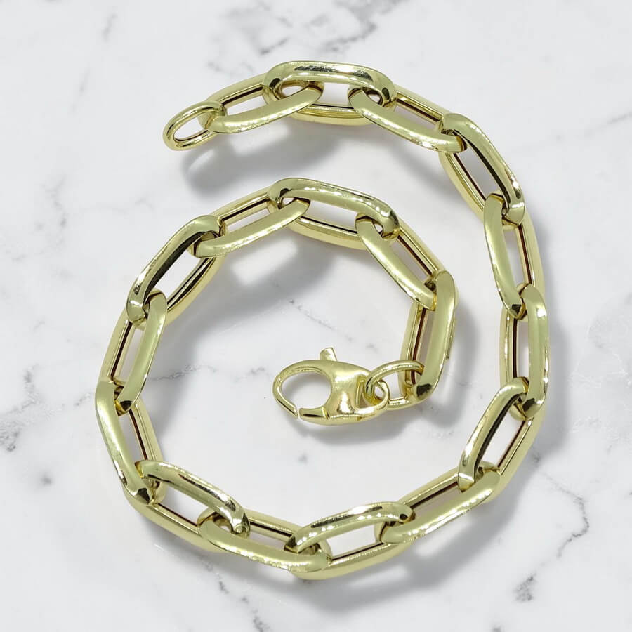 Pulsera Mujer Oro 18k Cadena Forzada 7mm Elegante con Cierre Mosquetón - Imagen 5