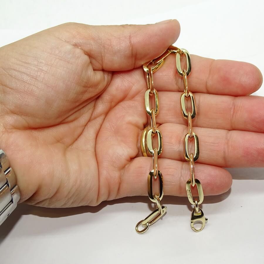 Pulsera Mujer Oro 18k Cadena Forzada 7mm Elegante con Cierre Mosquetón - Imagen 3