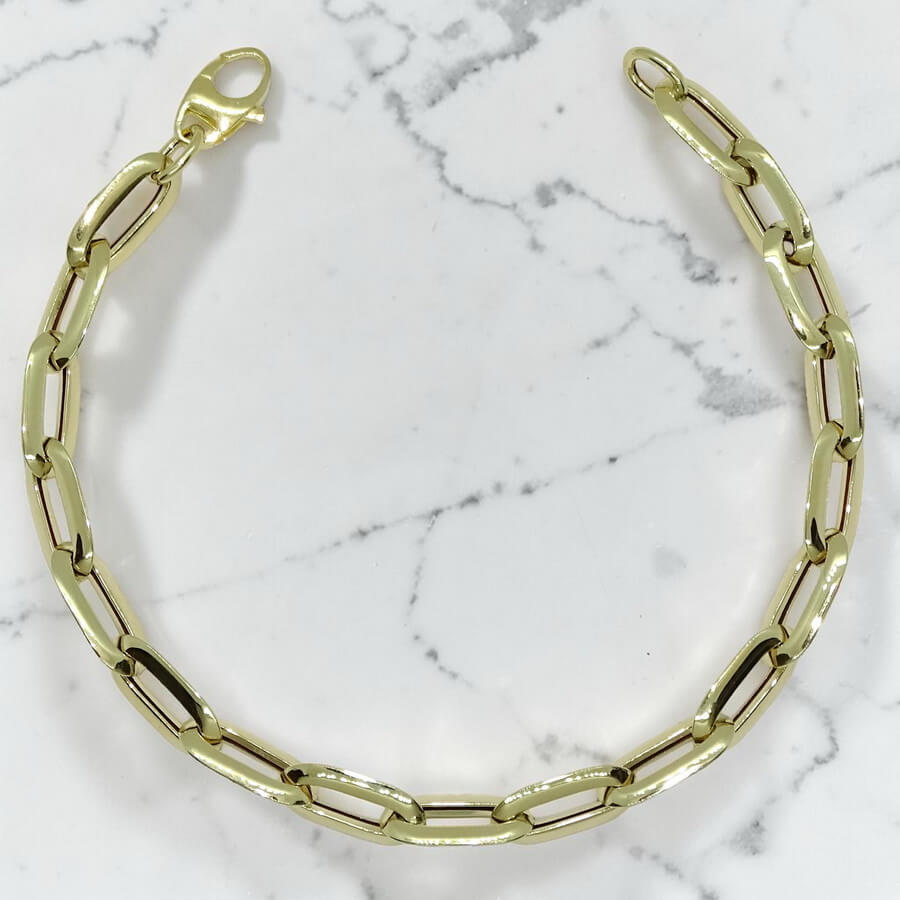 Pulsera Mujer Oro 18k Cadena Forzada 7mm Elegante con Cierre Mosquetón