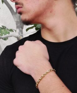 Alternative view of Pulsera Oro 18k Eslabones Ovalados Gruesos Unisex 6,5 mm Cierre Mosquetón 20,5 cm
