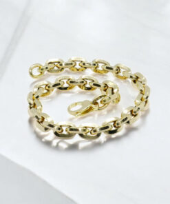 Pulsera Oro 18k Eslabones Ovalados Gruesos Unisex 6,5 mm Cierre Mosquetón 20,5 cm - Imagen 5