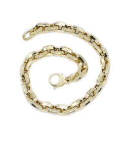 Pulsera Oro 18k Eslabones Ovalados Gruesos Unisex 6,5 mm Cierre Mosquetón 20,5 cm