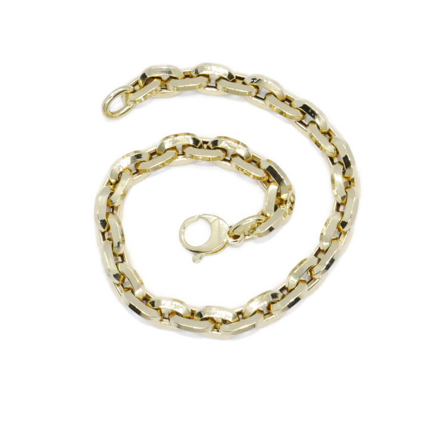 Pulsera Oro 18k Eslabones Ovalados Gruesos Unisex 6,5 mm Cierre Mosquetón 20,5 cm