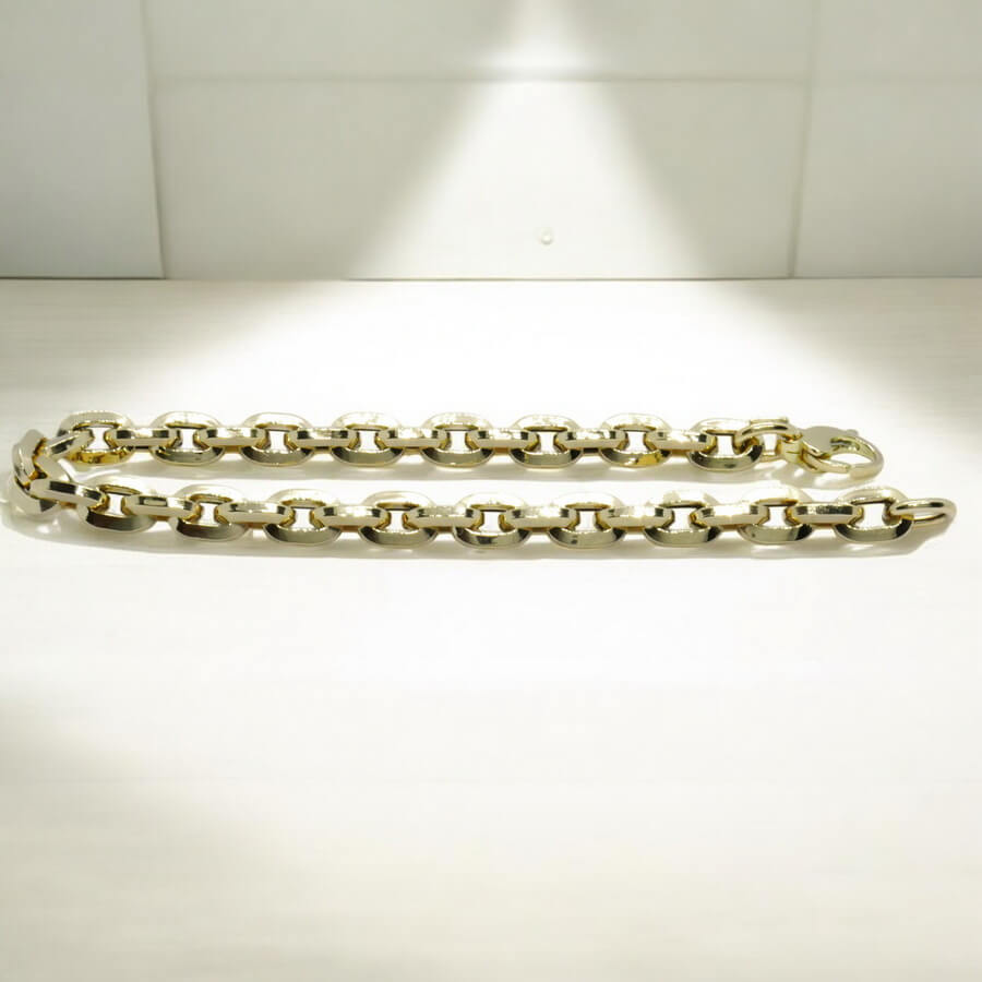 Pulsera Oro 18k Eslabones Ovalados Gruesos Unisex 6,5 mm Cierre Mosquetón 20,5 cm - Imagen 8