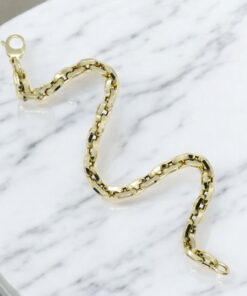 Pulsera Oro 18k Eslabones Ovalados Gruesos Unisex 6,5 mm Cierre Mosquetón 20,5 cm - Imagen 7