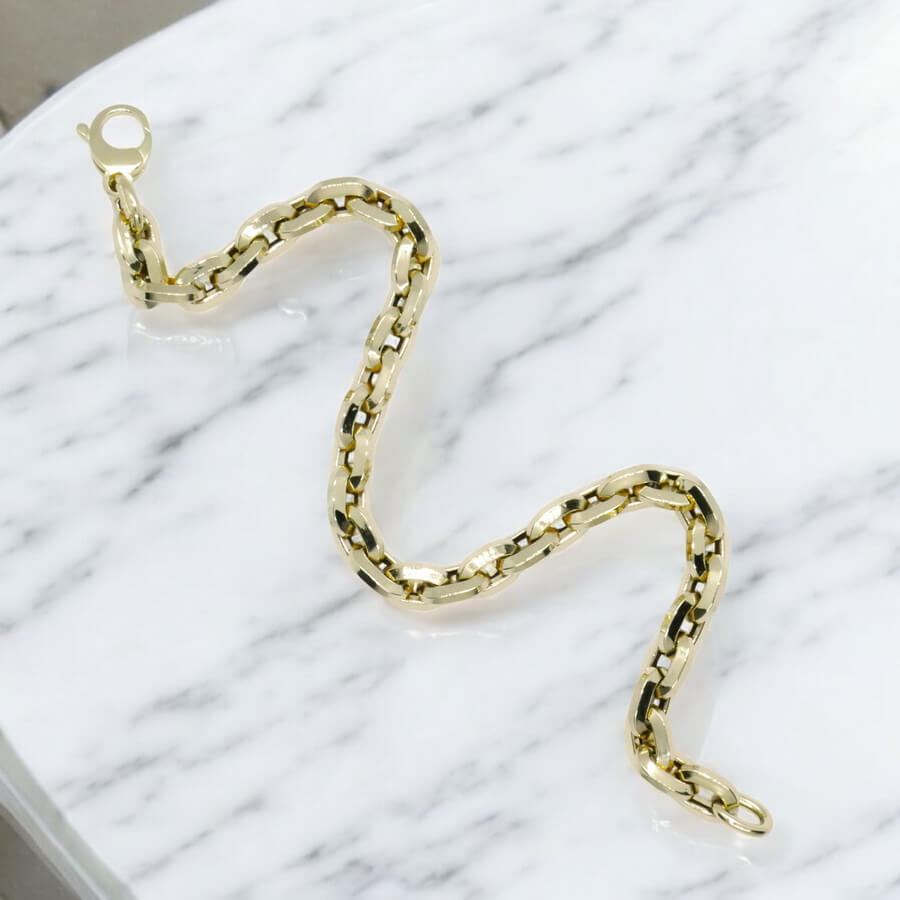 Pulsera Oro 18k Eslabones Ovalados Gruesos Unisex 6,5 mm Cierre Mosquetón 20,5 cm - Imagen 7