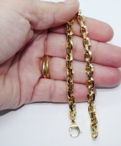 Pulsera Oro 18k Eslabones Ovalados Gruesos Unisex 6,5 mm Cierre Mosquetón 20,5 cm - Imagen 3