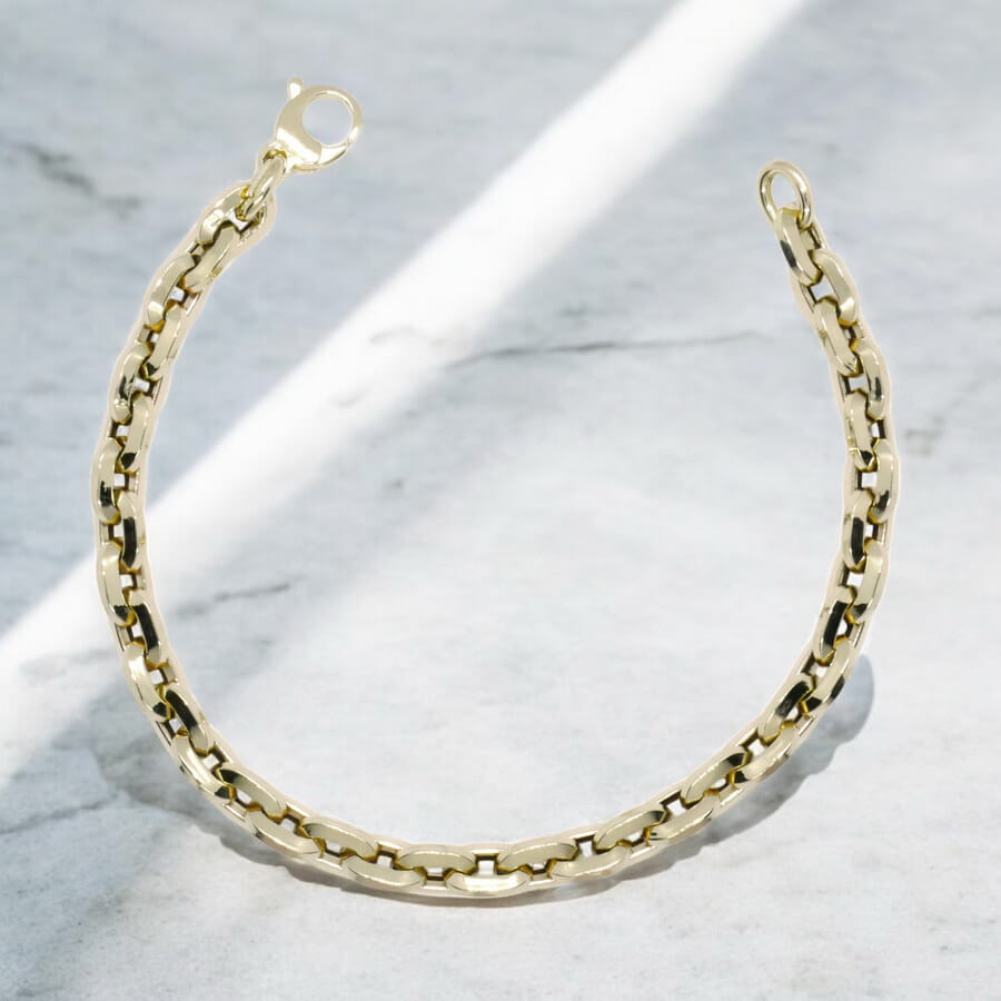 Pulsera Oro 18k Eslabones Ovalados Gruesos Unisex 6,5 mm Cierre Mosquetón 20,5 cm - Imagen 4