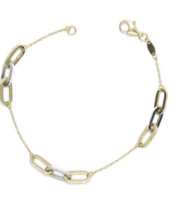 Never Say Never Pulsera Bicolor Mujer Oro 18k Oro Blanco y Amarillo Eslabones 19cm - Imagen 3