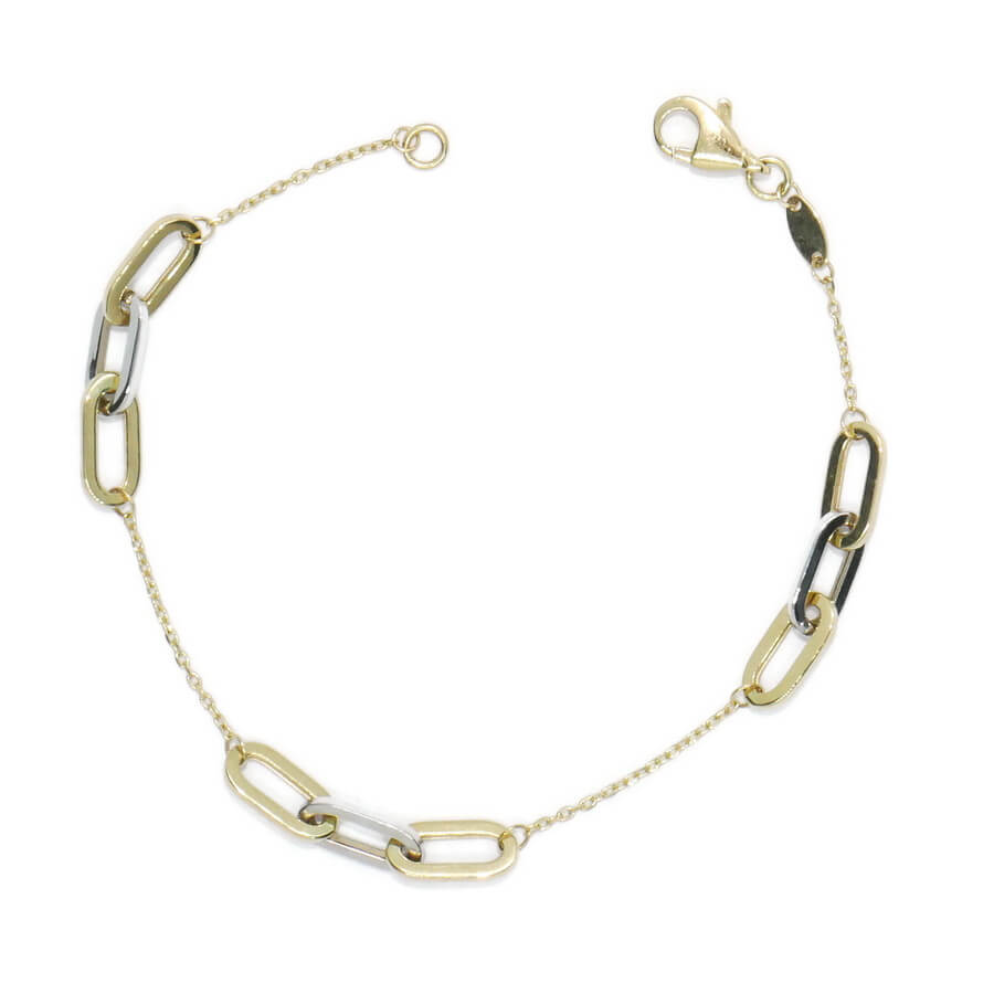 Never Say Never Pulsera Bicolor Mujer Oro 18k Oro Blanco y Amarillo Eslabones 19cm - Imagen 3