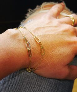 Never Say Never Pulsera Bicolor Mujer Oro 18k Oro Blanco y Amarillo Eslabones 19cm - Imagen 4