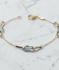 Never Say Never Pulsera Bicolor Mujer Oro 18k Oro Blanco y Amarillo Eslabones 19cm - Imagen 6
