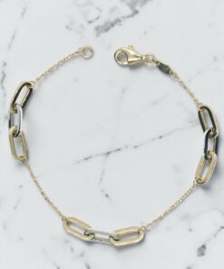 Never Say Never Pulsera Bicolor Mujer Oro 18k Oro Blanco y Amarillo Eslabones 19cm - Imagen 5