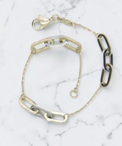 Never Say Never Pulsera Bicolor Mujer Oro 18k Oro Blanco y Amarillo Eslabones 19cm