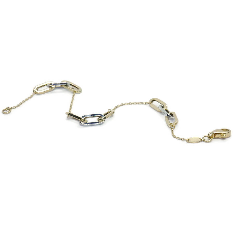 Never Say Never Pulsera Bicolor Mujer Oro 18k Oro Blanco y Amarillo Eslabones 19cm - Imagen 8