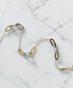 Never Say Never Pulsera Bicolor Mujer Oro 18k Oro Blanco y Amarillo Eslabones 19cm - Imagen 7