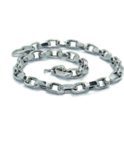 Pulsera Barbada Oro Blanco 18k Hombre Mujer 21cm 4mm