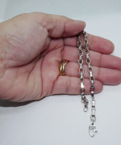 Pulsera Barbada Oro Blanco 18k Hombre Mujer 21cm 4mm - Imagen 3