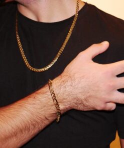 Pulsera 3x1 Oro 18k Hombre y Mujer 20 cm 6,5 mm Elegante y Ligera - Imagen 7