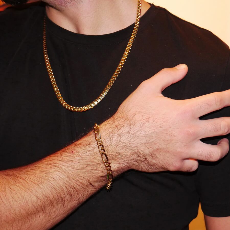 Pulsera 3x1 Oro 18k Hombre y Mujer 20 cm 6,5 mm Elegante y Ligera - Imagen 7