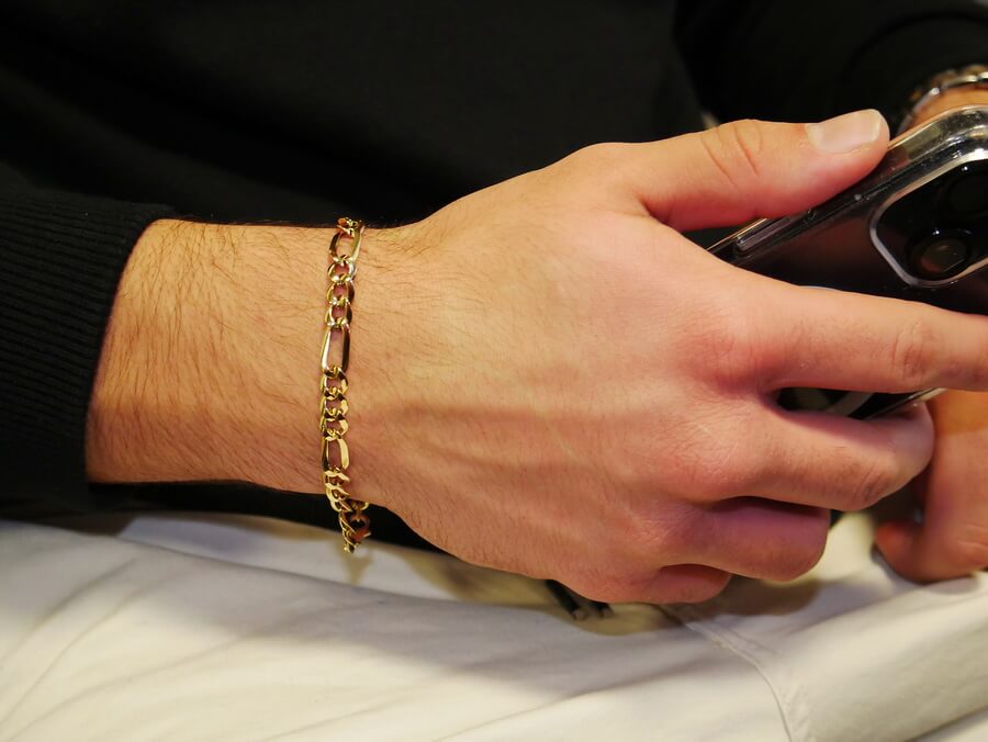 Pulsera 3x1 Oro 18k Hombre y Mujer 20 cm 6,5 mm Elegante y Ligera - Imagen 2