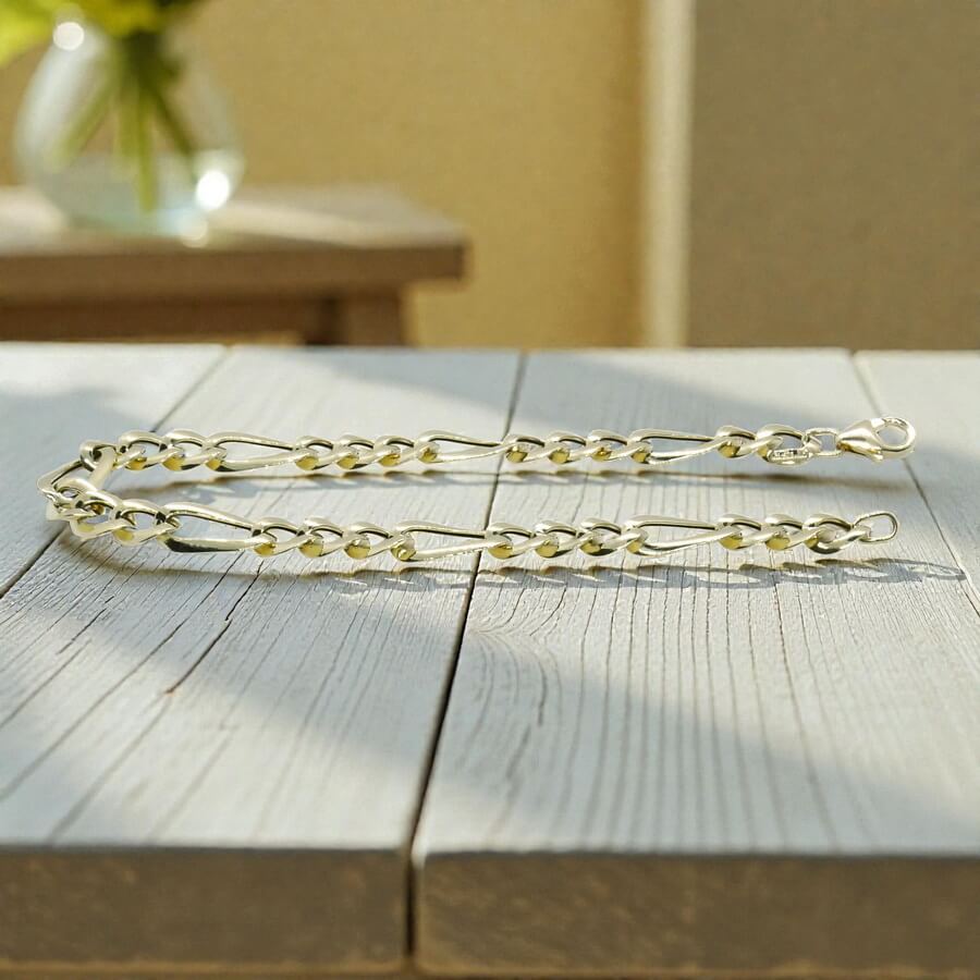 Pulsera 3x1 Oro 18k Hombre y Mujer 20 cm 6,5 mm Elegante y Ligera - Imagen 5
