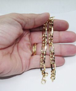 Pulsera 3x1 Oro 18k Hombre y Mujer 20 cm 6,5 mm Elegante y Ligera - Imagen 3