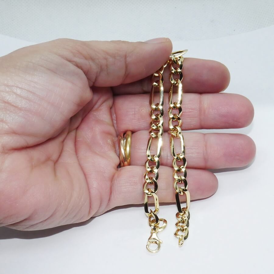 Pulsera 3x1 Oro 18k Hombre y Mujer 20 cm 6,5 mm Elegante y Ligera - Imagen 3