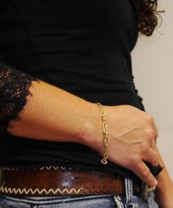 Never Say Never Pulsera Mujer Oro 18k 5mm 19cm Eslabones Forzados Combinados Elegante - Imagen 3