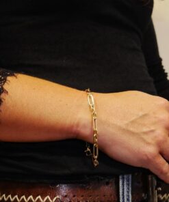 Never Say Never Pulsera Mujer Oro 18k 5mm 19cm Eslabones Forzados Combinados Elegante - Imagen 9