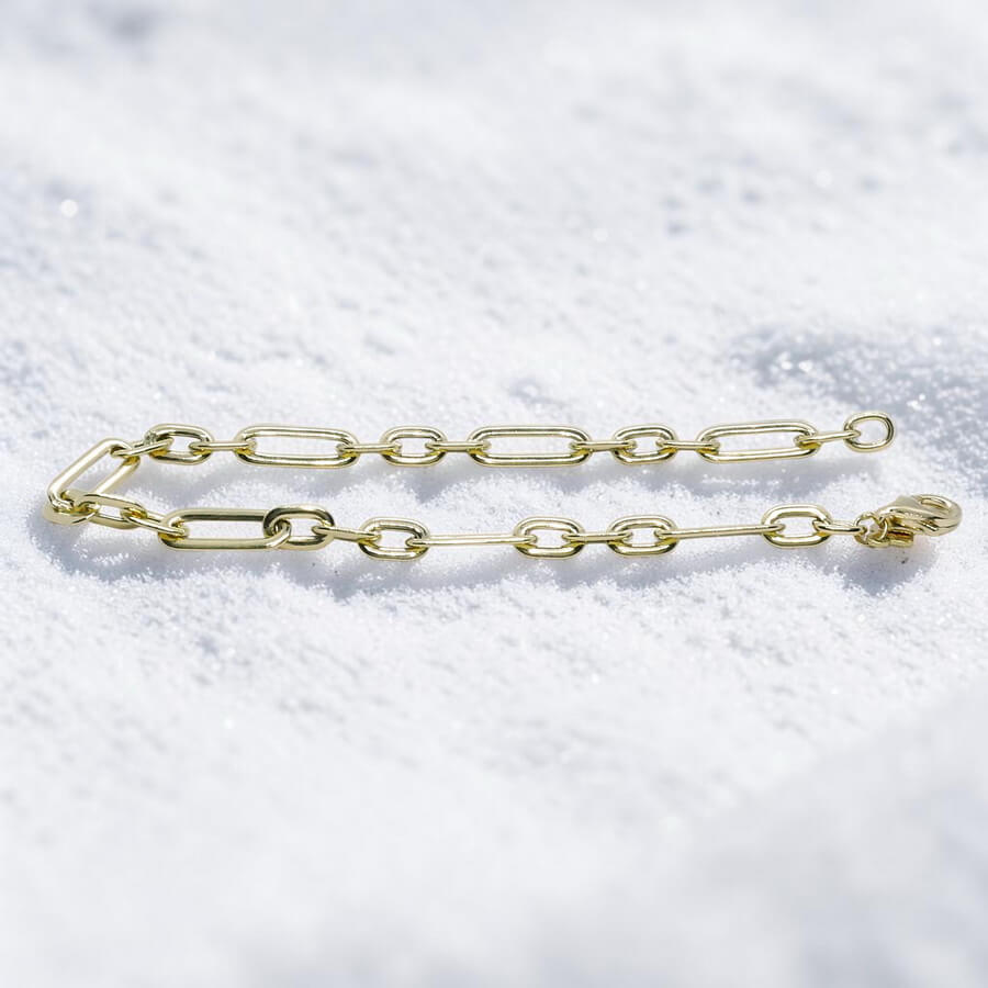 Never Say Never Pulsera Mujer Oro 18k 5mm 19cm Eslabones Forzados Combinados Elegante - Imagen 6
