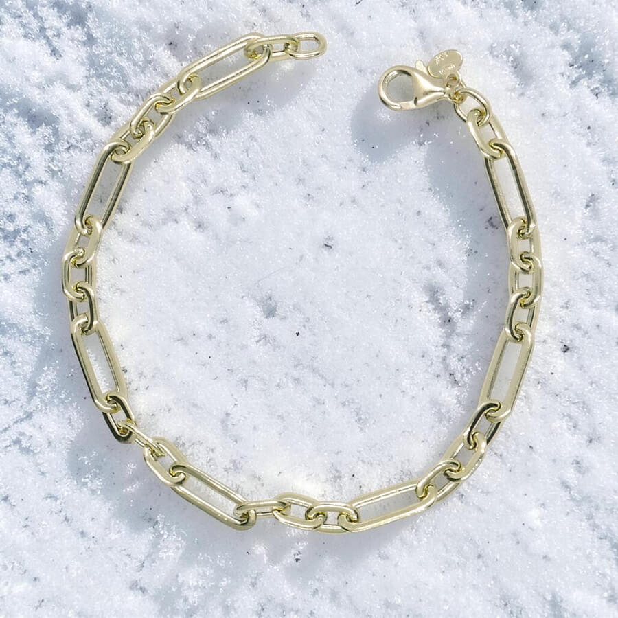 Never Say Never Pulsera Mujer Oro 18k 5mm 19cm Eslabones Forzados Combinados Elegante