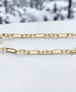 Never Say Never Pulsera Mujer Oro 18k 5mm 19cm Eslabones Forzados Combinados Elegante - Imagen 8