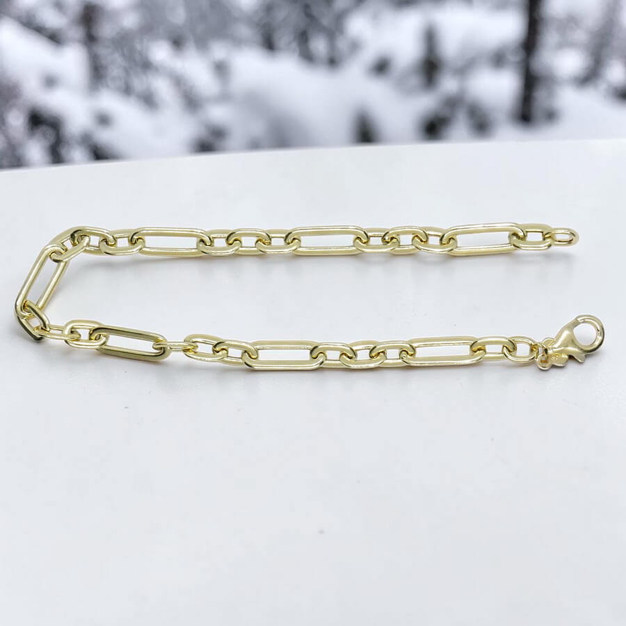 Never Say Never Pulsera Mujer Oro 18k 5mm 19cm Eslabones Forzados Combinados Elegante - Imagen 8