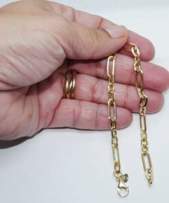 Alternative view of Never Say Never Pulsera Mujer Oro 18k 5mm 19cm Eslabones Forzados Combinados Elegante