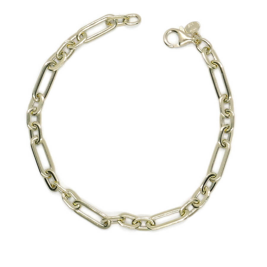 Never Say Never Pulsera Mujer Oro 18k 5mm 19cm Eslabones Forzados Combinados Elegante - Imagen 4