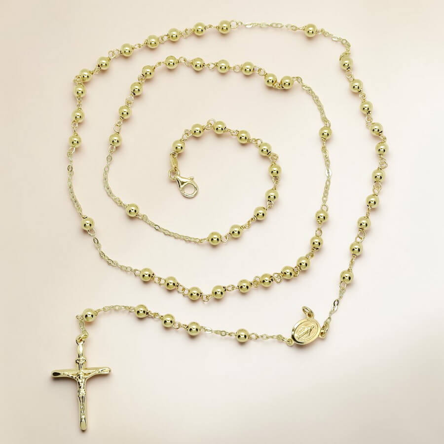 Rosario Oro Amarillo 18k con Virgen y Cruz – 61 cm – 10,10 gr – Rosario de Lujo - Imagen 8