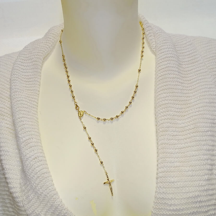 Rosario Oro Amarillo 18k con Virgen y Cruz – 61 cm – 10,10 gr – Rosario de Lujo - Imagen 2