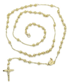 Rosario Oro Amarillo 18k con Virgen y Cruz – 61 cm – 10,10 gr – Rosario de Lujo
