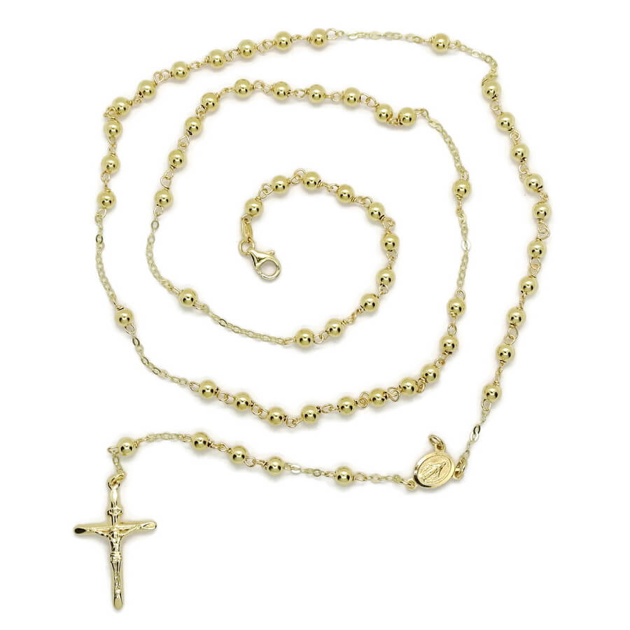 Rosario Oro Amarillo 18k con Virgen y Cruz – 61 cm – 10,10 gr – Rosario de Lujo