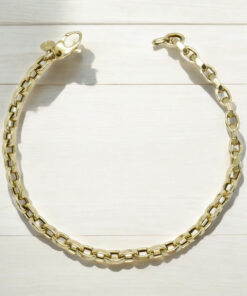 Pulsera Unisex Oro 18k Cadena Rolo Cuadrada Elegante y Fuerte - Imagen 5