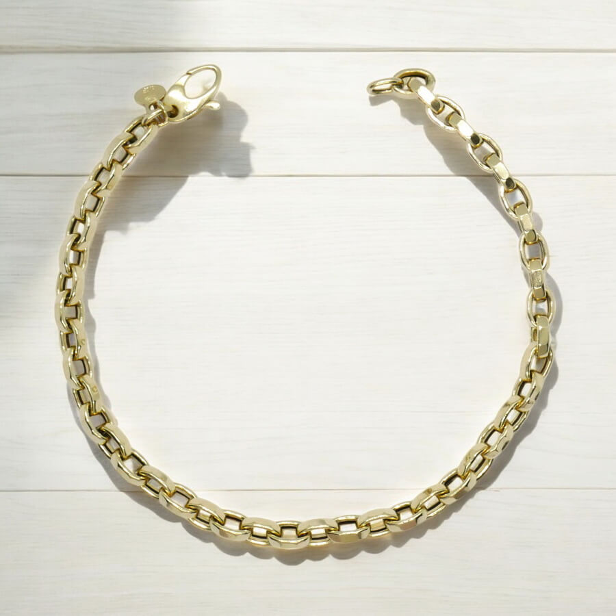 Pulsera Unisex Oro 18k Cadena Rolo Cuadrada Elegante y Fuerte - Imagen 5