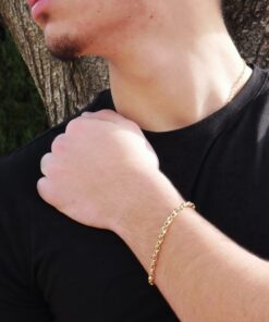 Alternative view of Pulsera Unisex Oro 18k Cadena Rolo Cuadrada Elegante y Fuerte